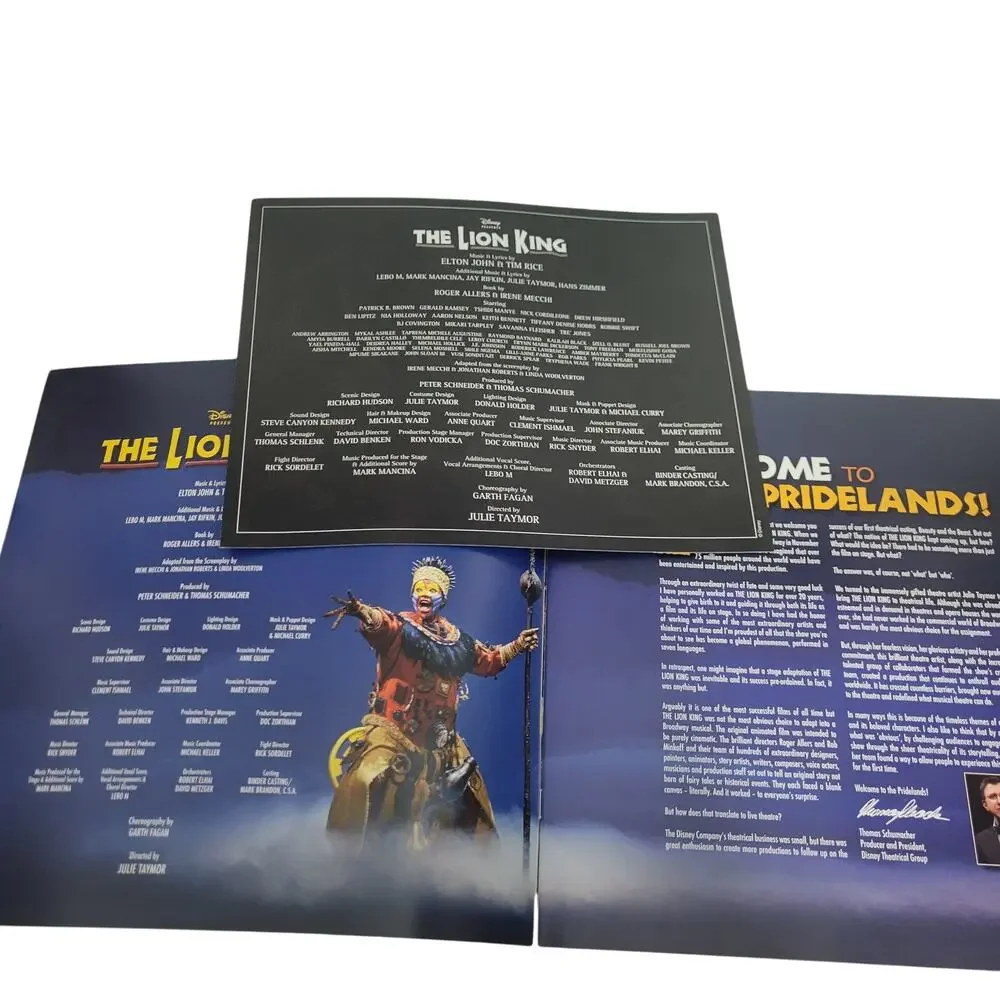 The Lion King Award Winning Souvenir Program Booklet Approx. 12